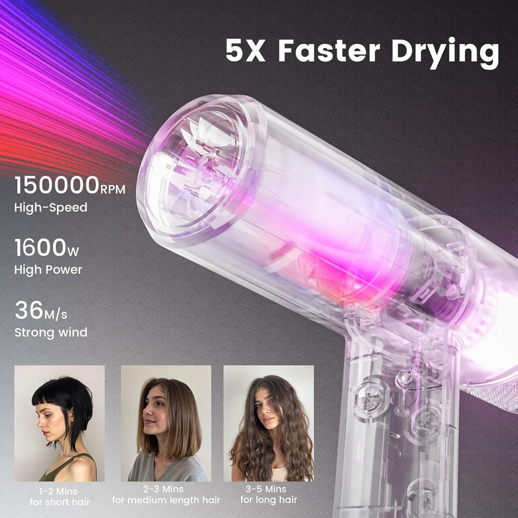 Secador de pelo iónico profesional con difusor, 150000 RPM de alta...