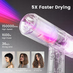 Secador de pelo iónico profesional con difusor, 150000 RPM de alta...