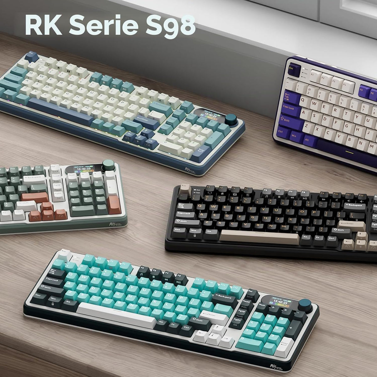 RK ROYAL KLUDGE Teclado mecánico inalámbrico S98 con pantalla intel...