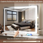 FENNIO Espejo de tocador con luces de 32 x 22 pulgadas, espejo de m...