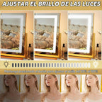 FENNIO Espejo de tocador con luces de 22 x 18 pulgadas, espejo de m...