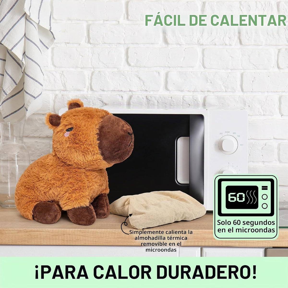 Happy Fuel Capybara - Animales de peluche con peso y microondas, 1....