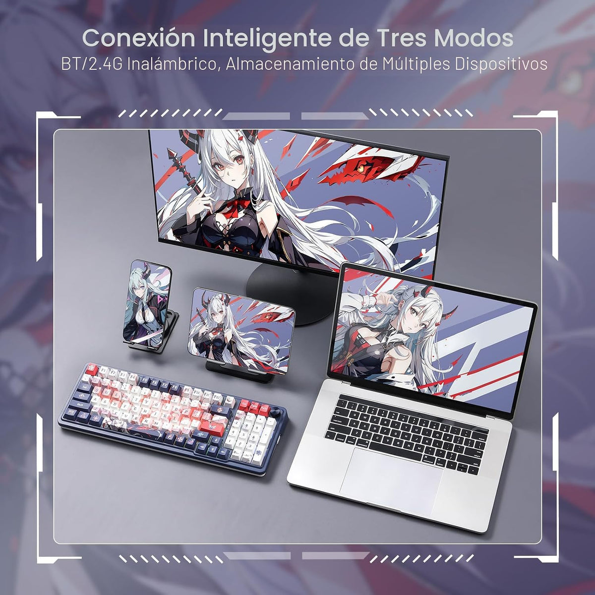 Redragon K686 PRO Teclado inalámbrico para juegos con junta RGB, te...
