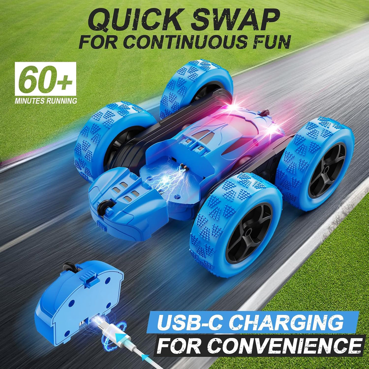 QUNREDA Carro de control remoto, juguetes de autos RC para niños de...