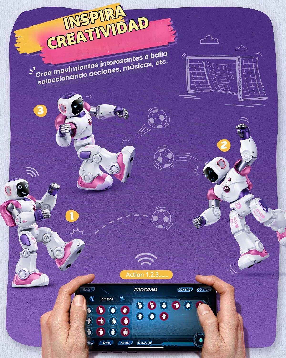 Ruko 1088 - Robot inteligente de juguete para niños, gran robot RC...