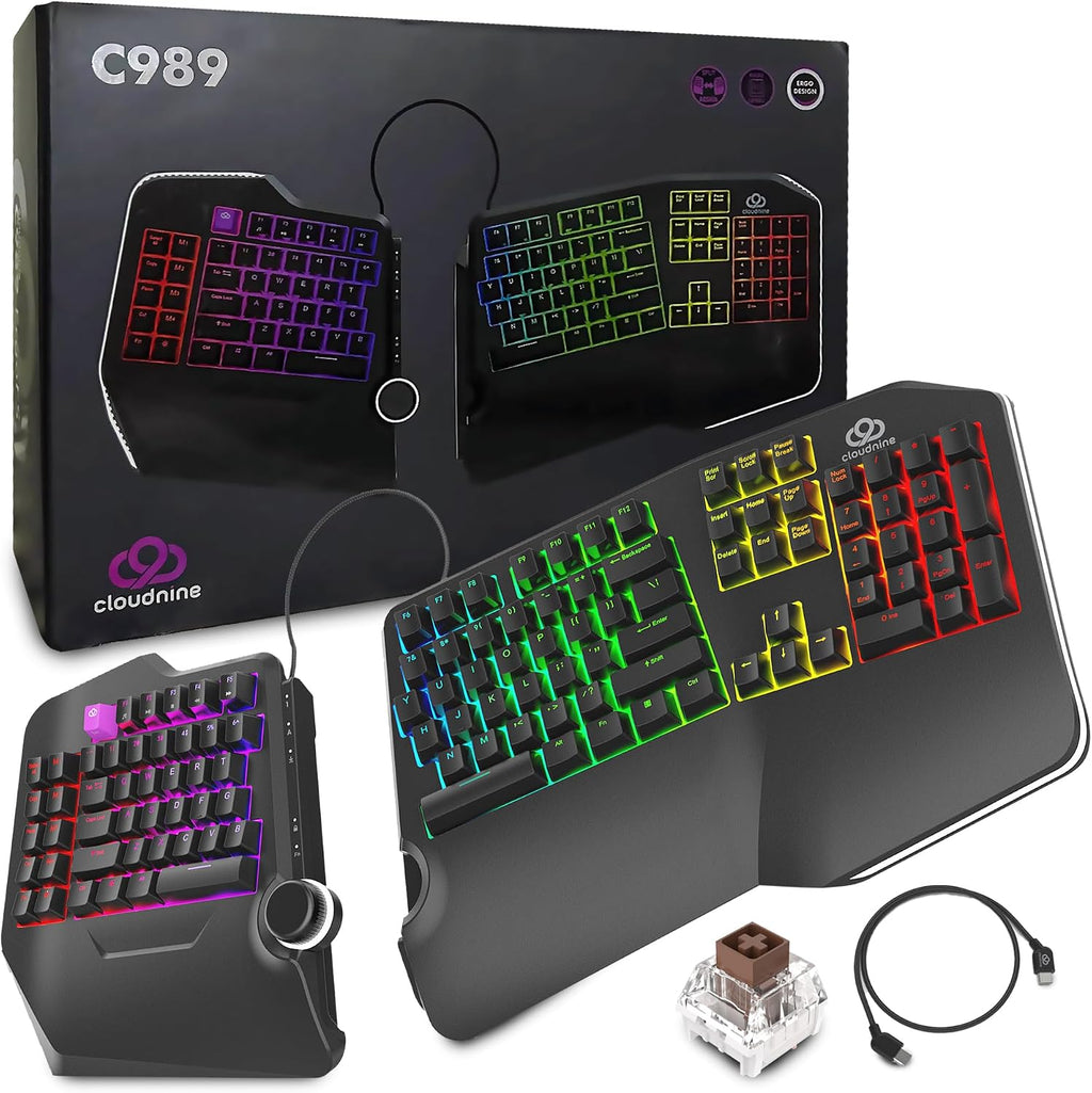 Cloud Nine Teclado mecánico ergonómico C989M para PC - Interruptore...