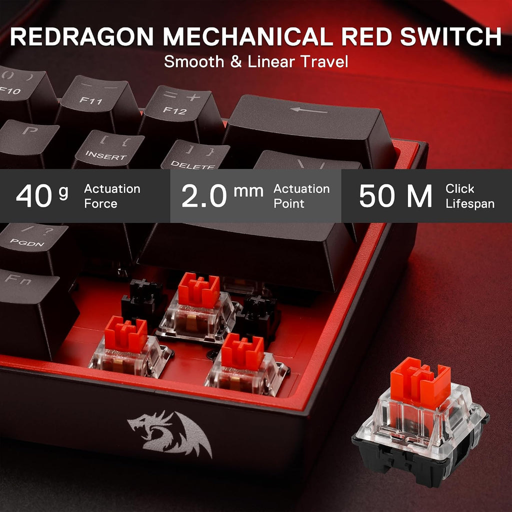 Redragon CB201 - Combo de teclado y mouse para juegos, 61 teclas K6...
