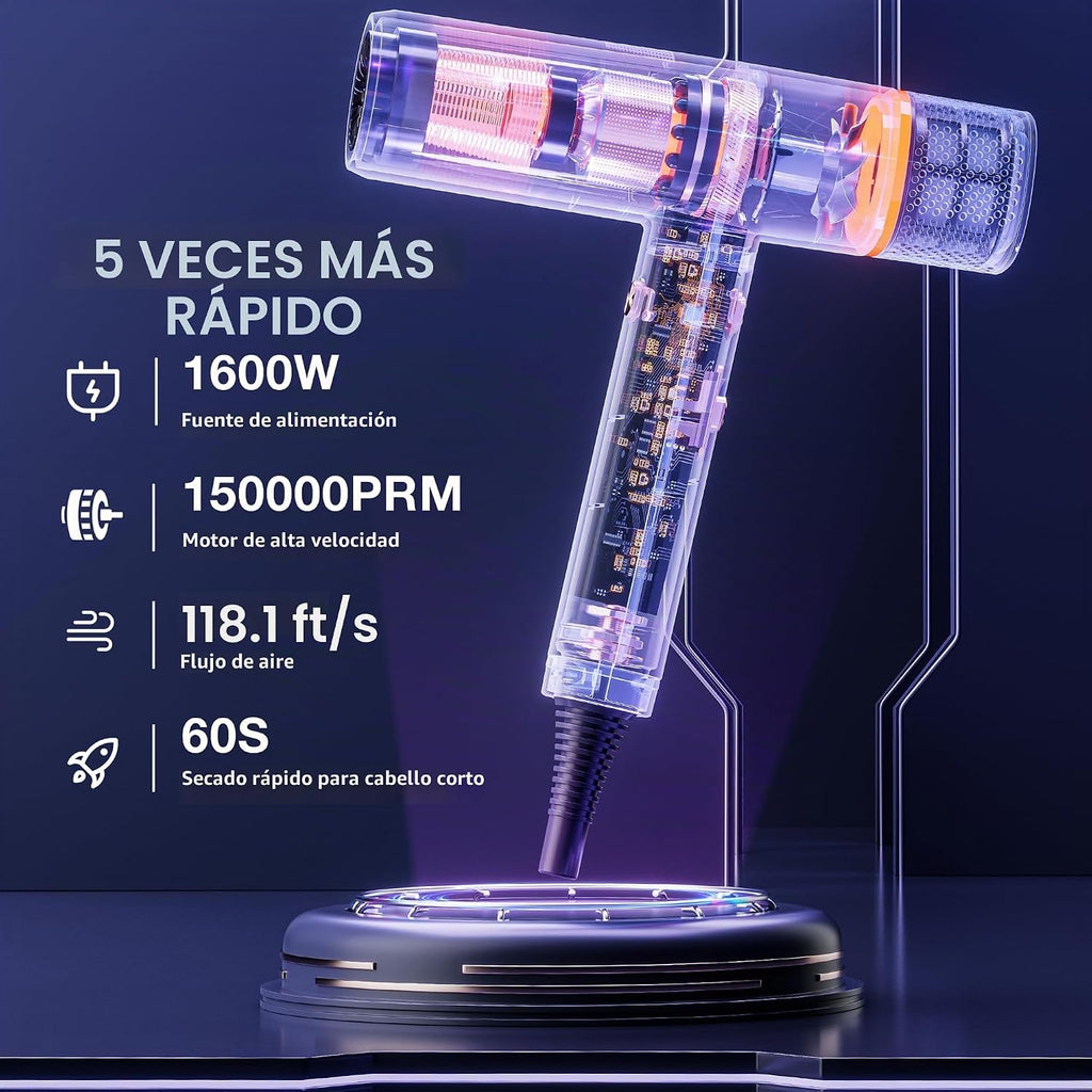 Secador de pelo iónico con difusor y concentrador, secadora profesi...
