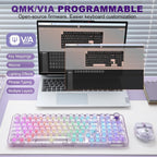 YUNZII X98 QMK\/VIA Teclado mecánico inalámbrico para juegos con pe...