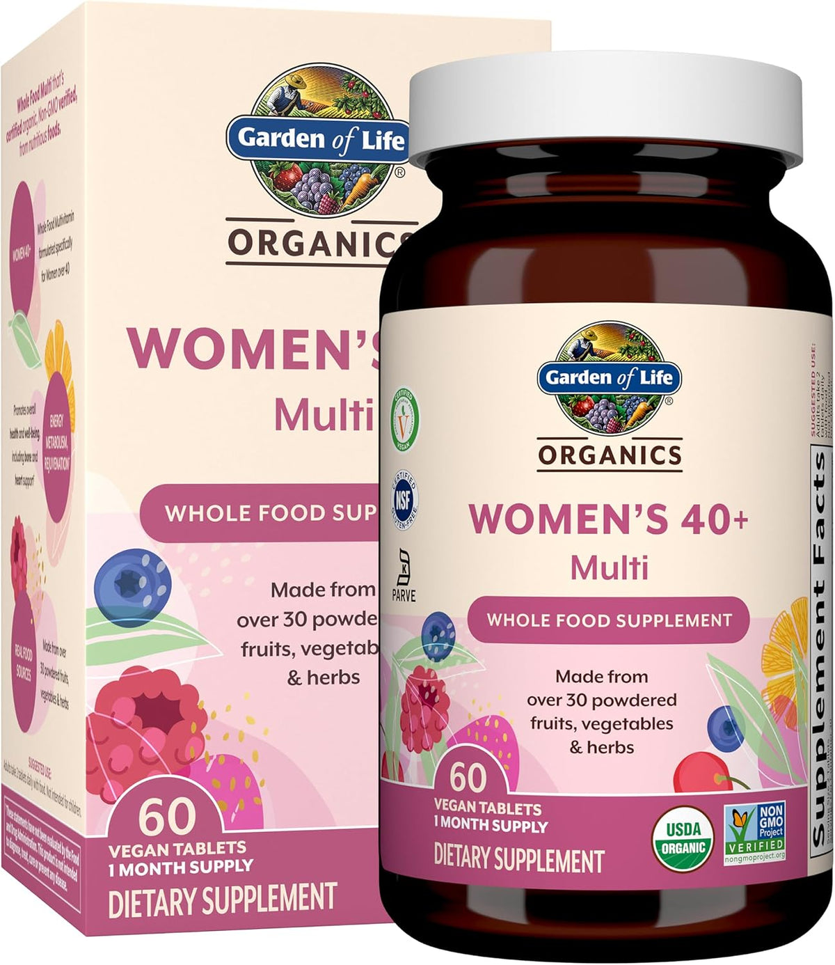 Garden of Life Organics Vitaminas para Mujeres de 40+ - 60 Tabletas...