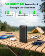 Cargador portátil Banco de energía 50000mAh 22.5W Carga rápida USB...