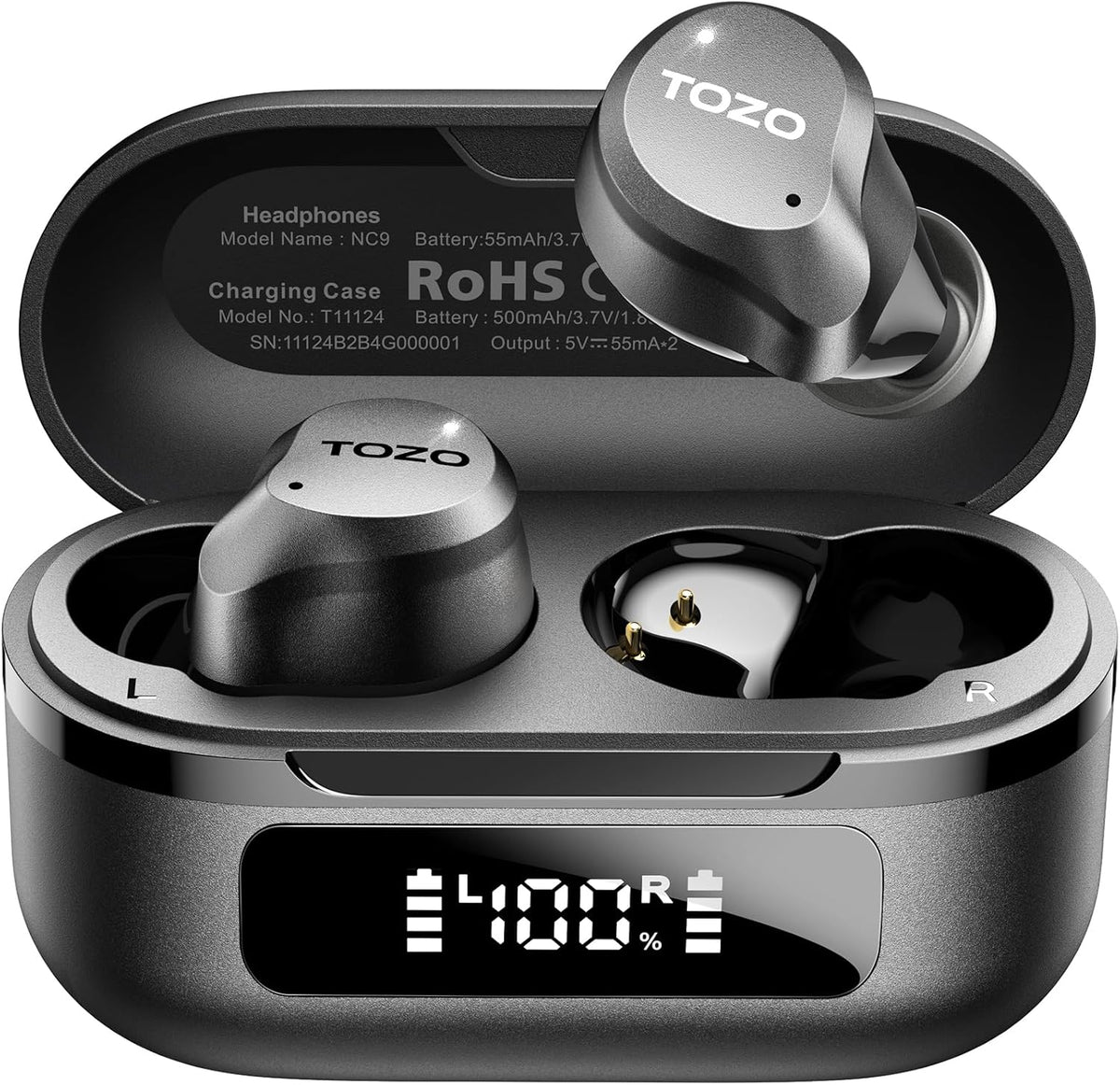 TOZO NC9 Auriculares inalámbricos híbridos con cancelación activa d...