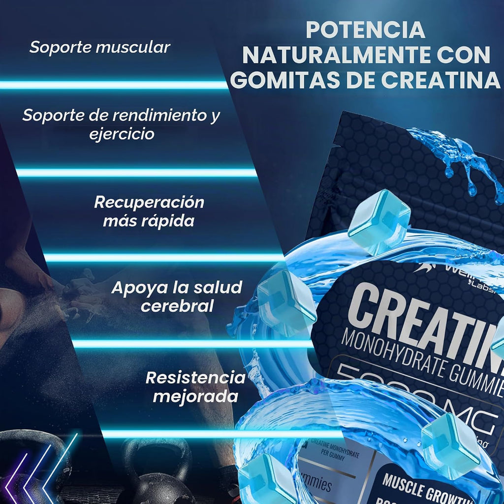 WELLNESS LABSRX Gomitas de creatina para mujeres y hombres, gomitas...
