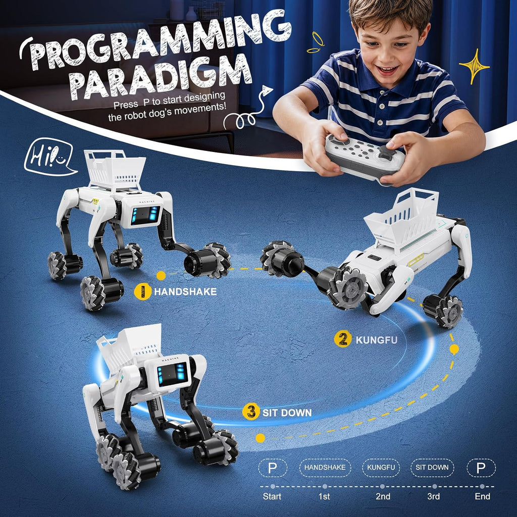 Perro robot inteligente con canasta, más de 30 acciones programable...