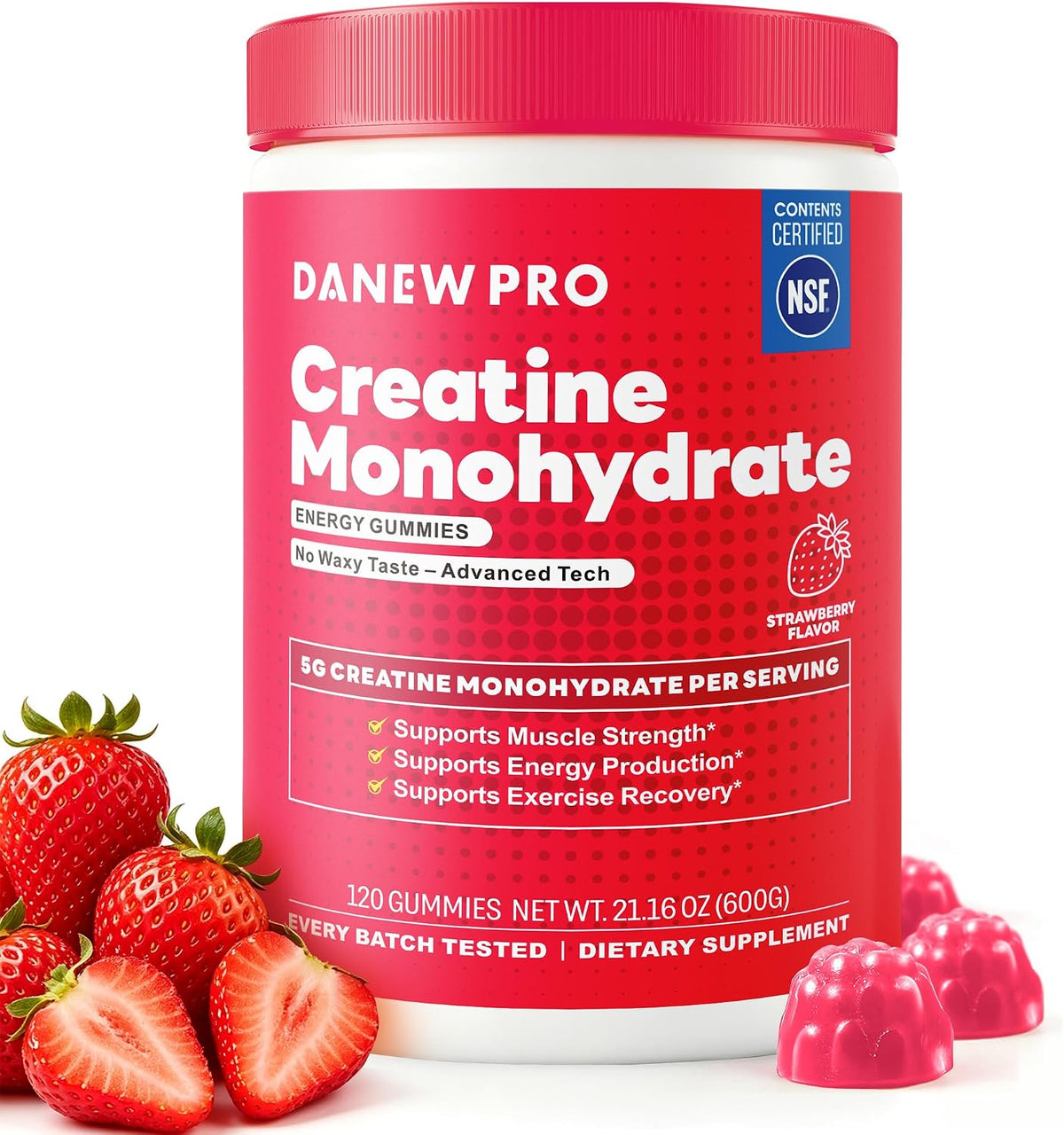 DANEW Pro Gomitas de monohidrato de creatina, 0.18 oz (120 unidades...