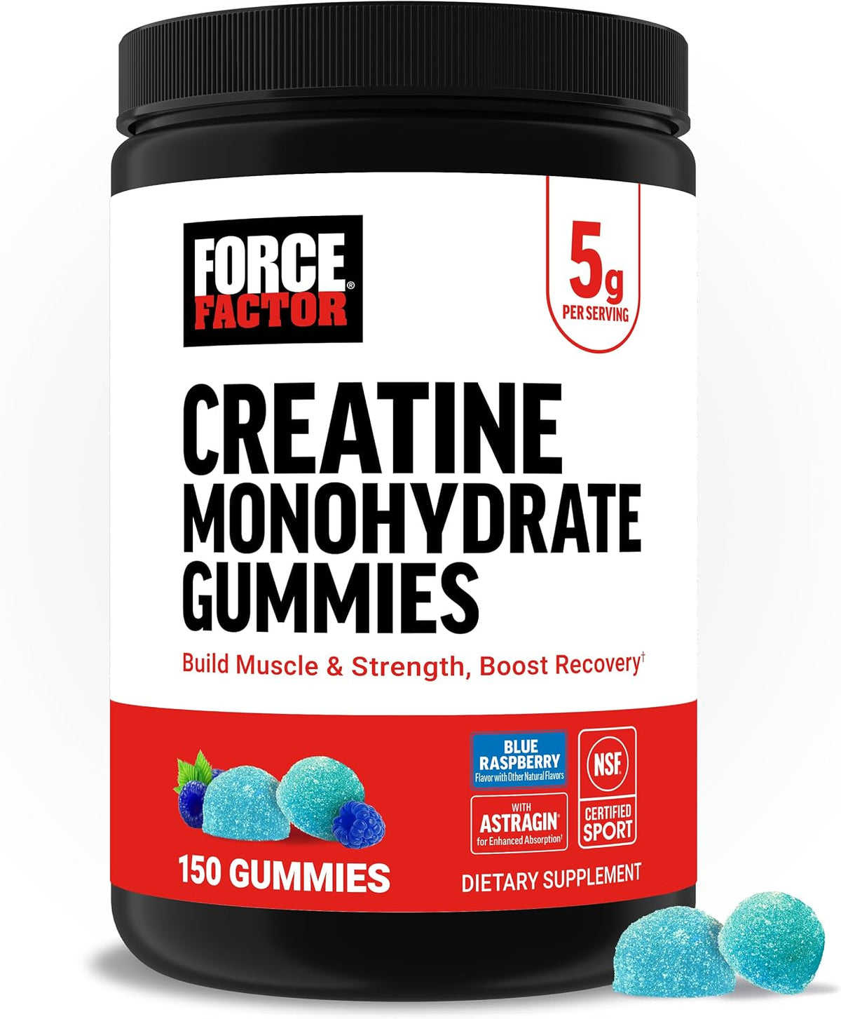 Force Factor Creatina Monohidrato Gomitas, Certificado NSF | Dosis...