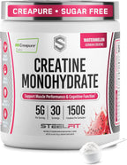 SteelFit Creapure - Monohidrato de creatina pura en polvo, sandía,...