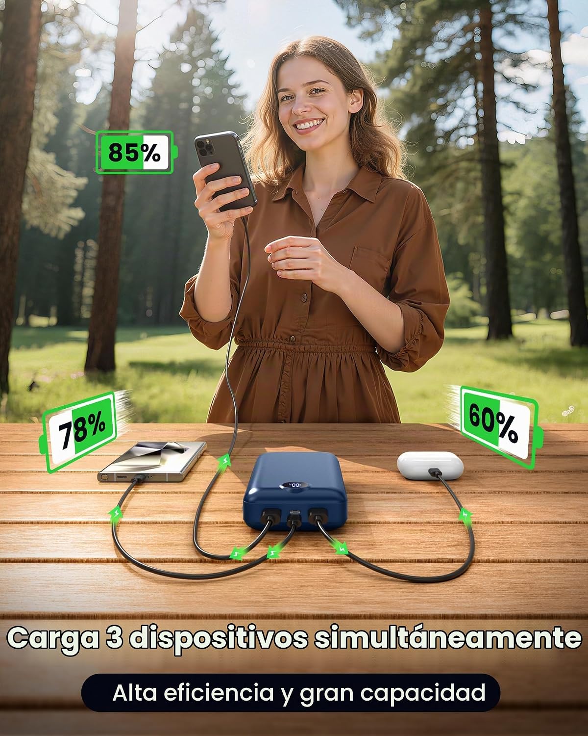 Cargador portátil Power Bank 50000mAh 22.5W Batería de carga rápida...