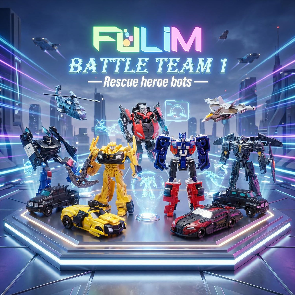 FULIM 8 piezas de minijuguetes de robot de automóvil, figuras de ac...