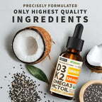 (Paquete de 2) Gotas Orgánicas de Vitamina D3 K2 con Aceite MCT Ome...