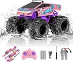Coche de control remoto para niñas, 1:18, camión monstruo rosa, jug...