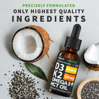 Nusava Gotas orgánicas de vitamina D3 K2 con aceite MCT, sin sabor,...