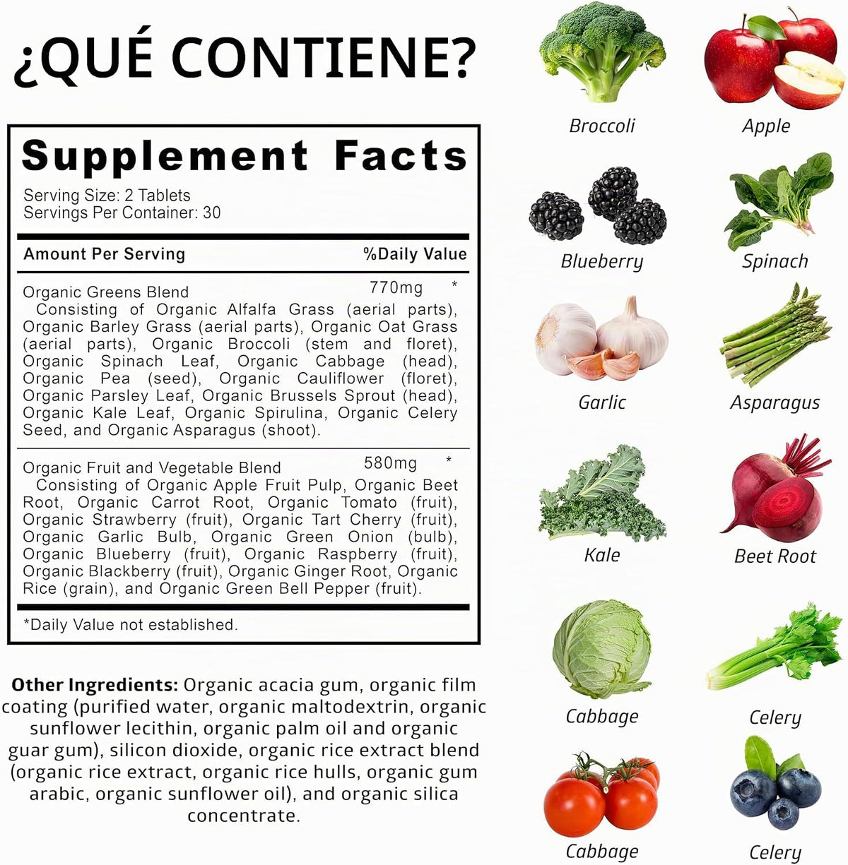 Paquete de 2 superalimentos verdes orgánicos N1N Premium, frutas y...
