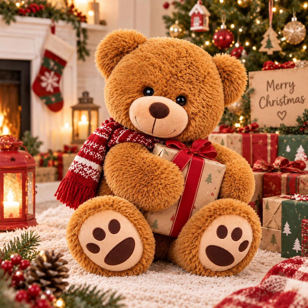 LotFancy Teddy Bear - Peluche de peluche suave de 20.0 in, color ma...