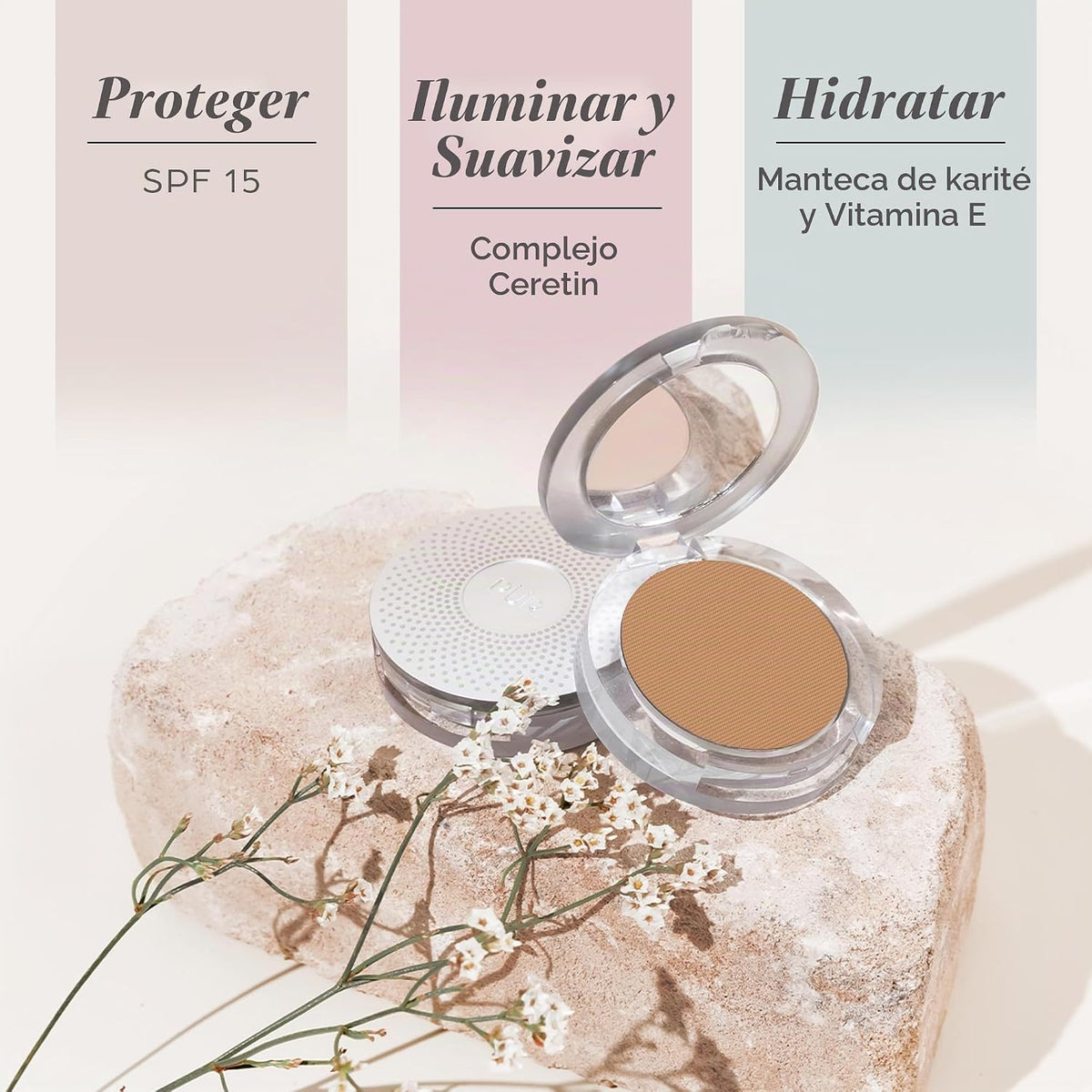 Base de maquillaje mineral prensada 4 en 1 PÜR con SPF 15