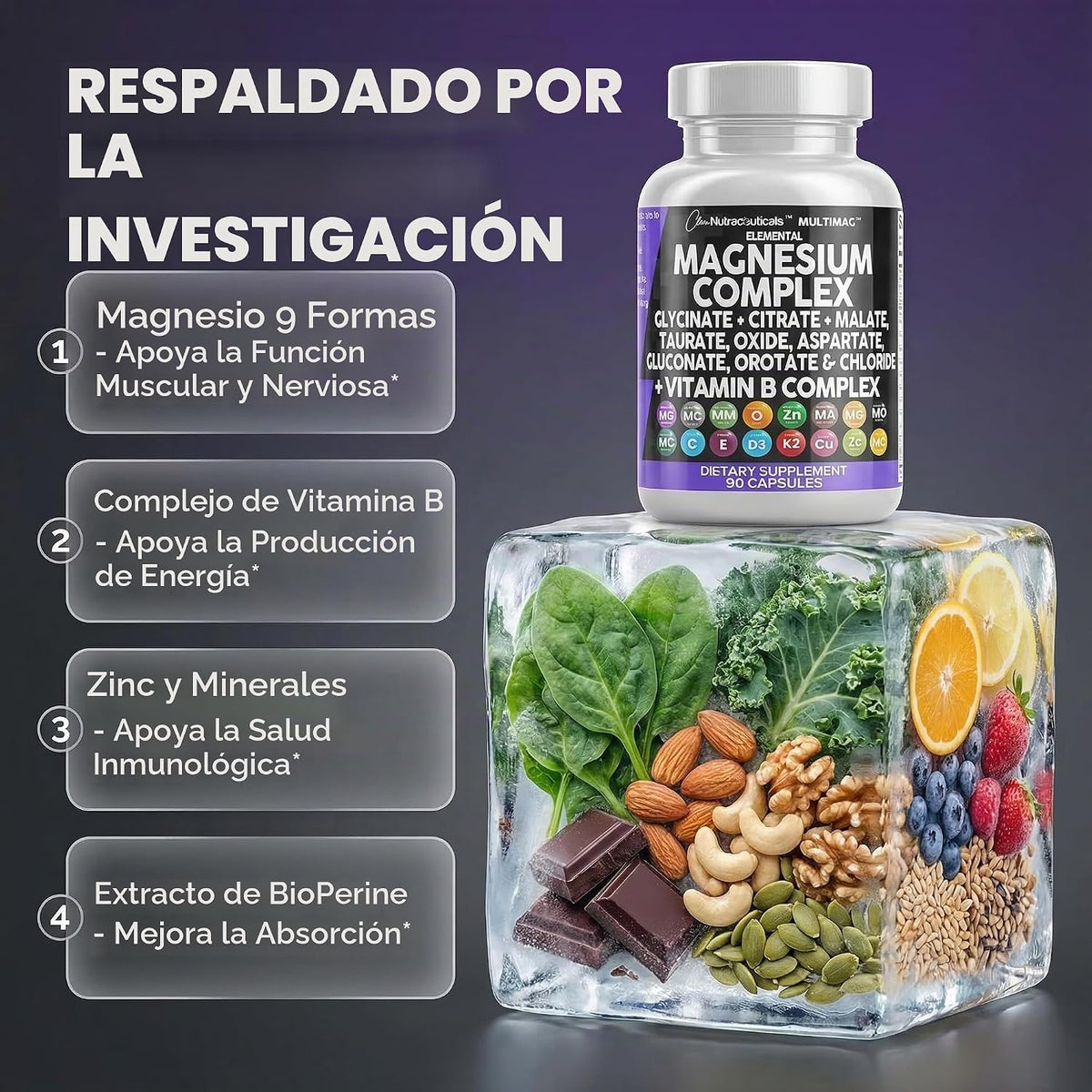 Complejo de magnesio de Clean Nutraceuticals con citrato de glicina...
