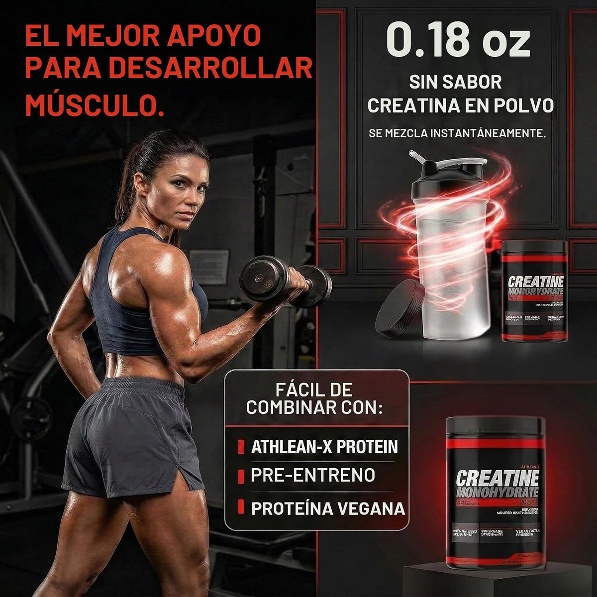 ATHLEAN-X X-CREATINE - Polvo de monohidrato de creatina micronizada...