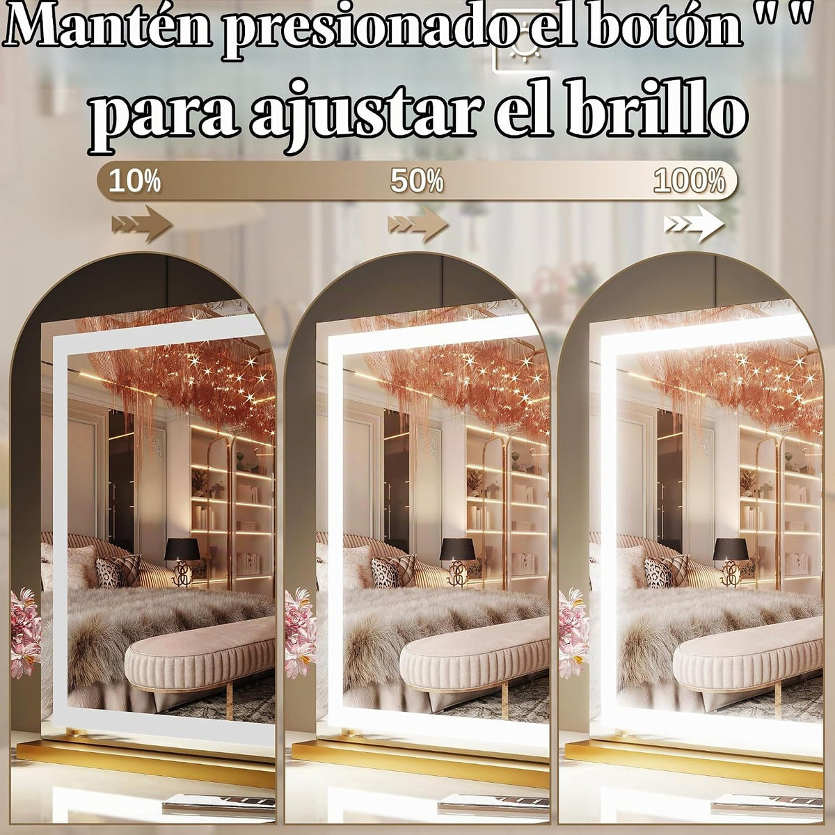 FENNIO Espejo de tocador con luces de 32 x 22 pulgadas, espejo de m...