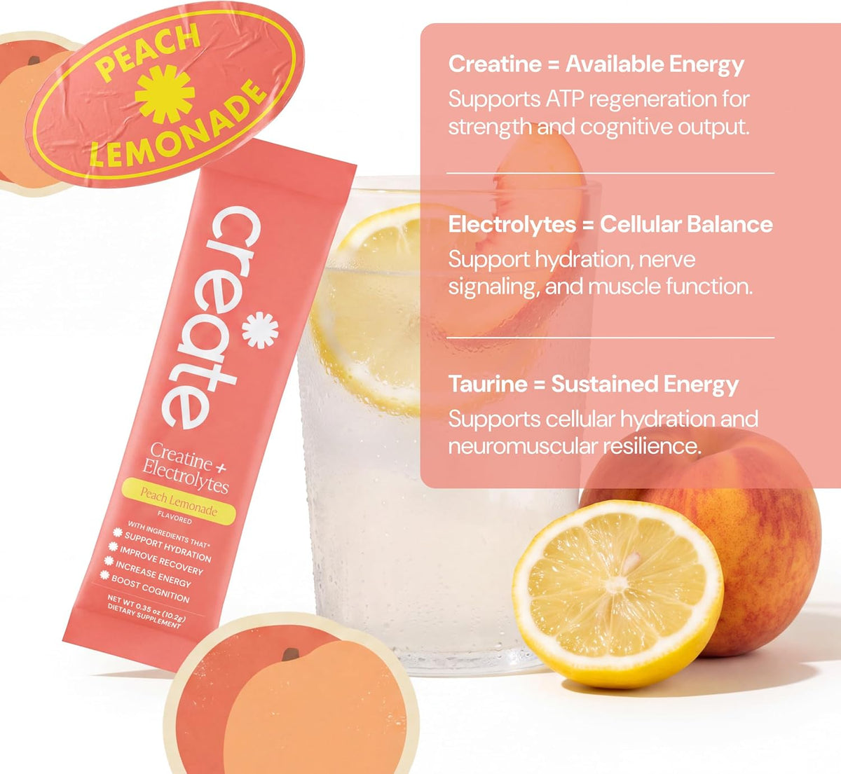 Create Creatina + electrolitos - Energía y fuerza - Limonada de mel...