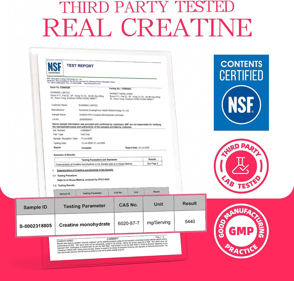 DANEW Pro Gomitas de monohidrato de creatina, 0.18 oz (120 unidades...