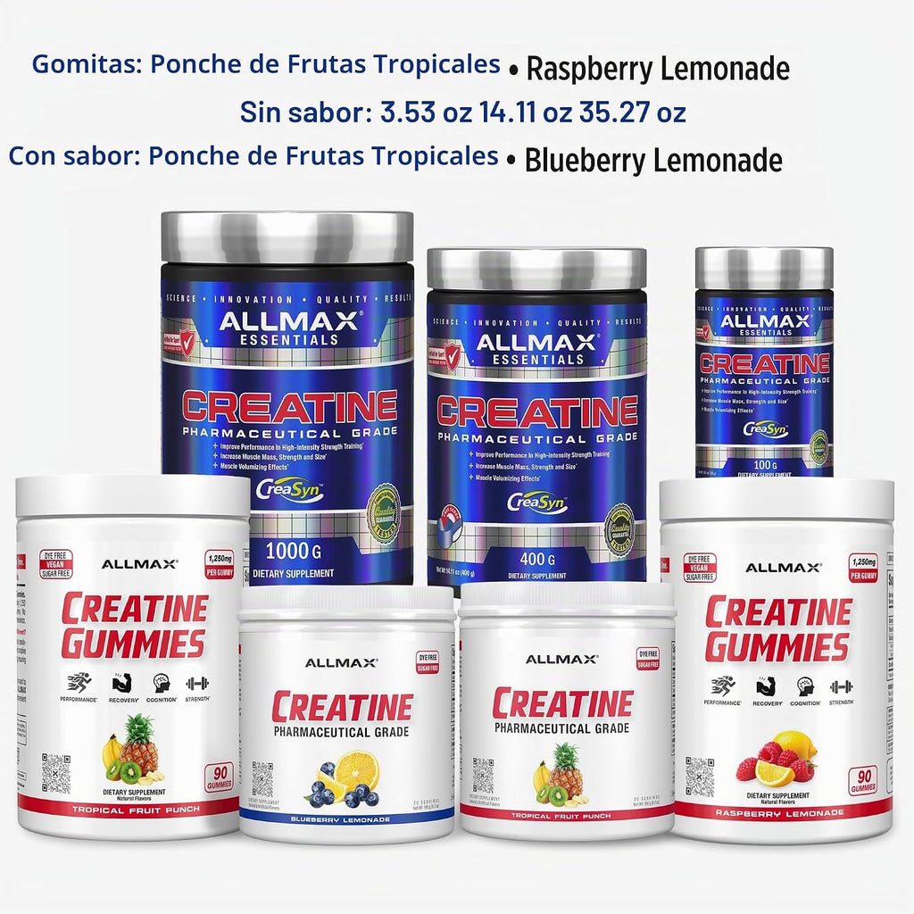 ALLMAX - Monohidrato de creatina en polvo, micronizado, ponche de f...