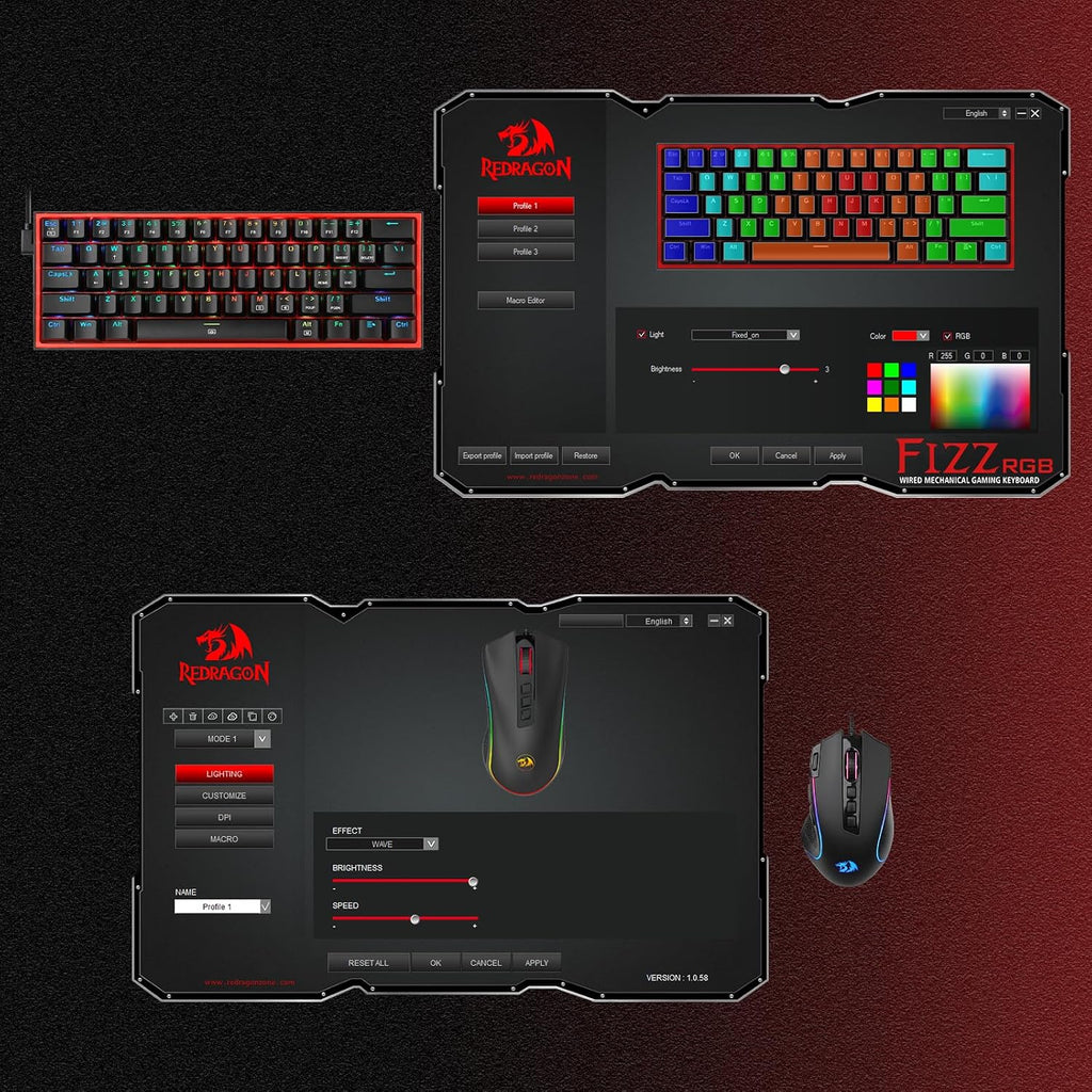 Redragon CB201 - Combo de teclado y mouse para juegos, 61 teclas K6...