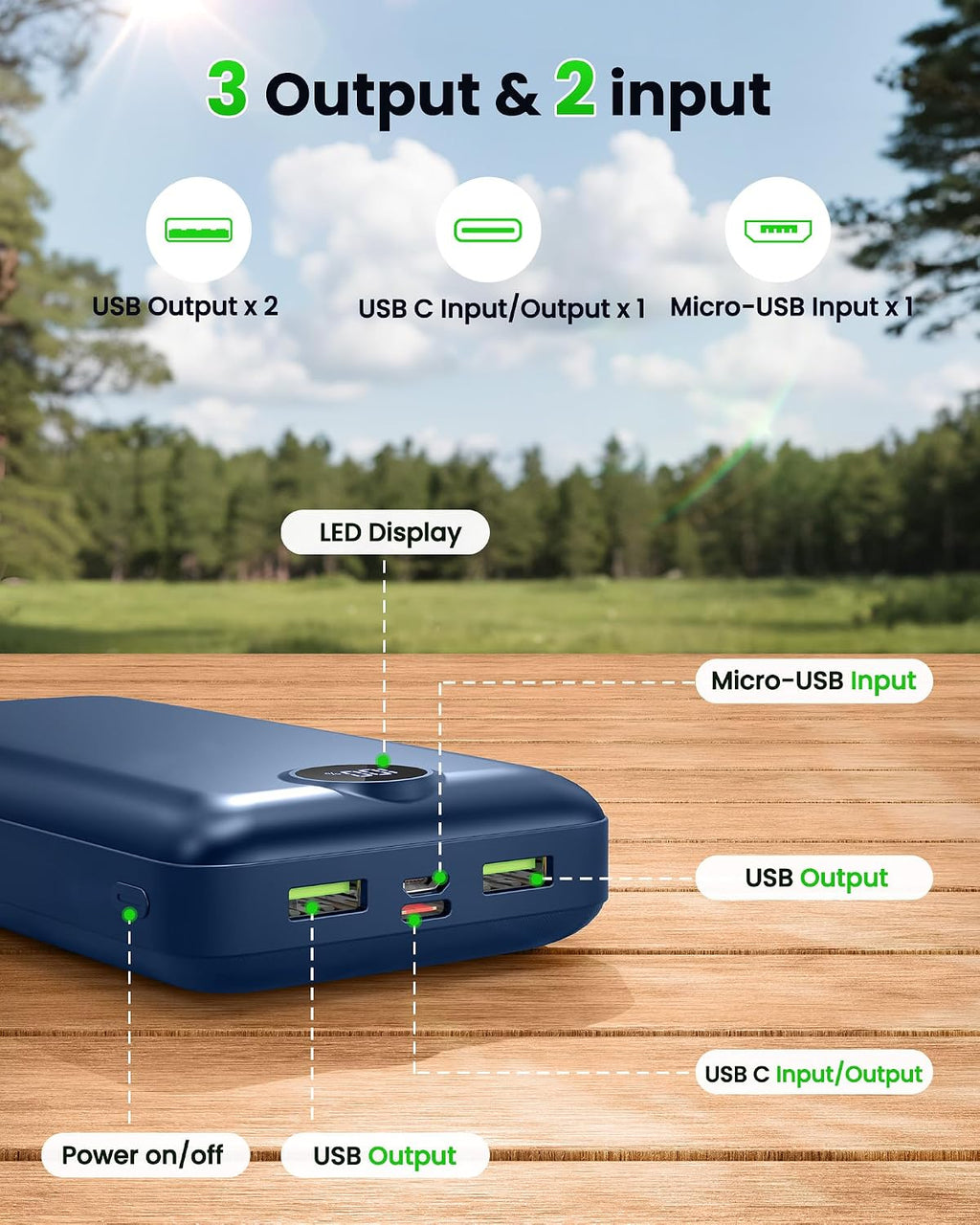 Cargador portátil Power Bank 50000mAh 22.5W Batería de carga rápida...