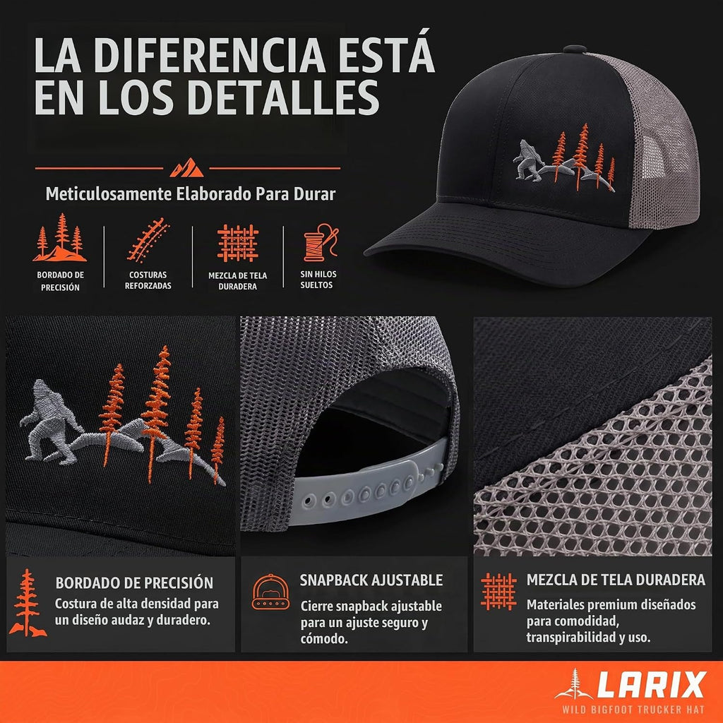 LARIX Trucker Hat Men - Gorra Snapback con parte trasera de malla t...