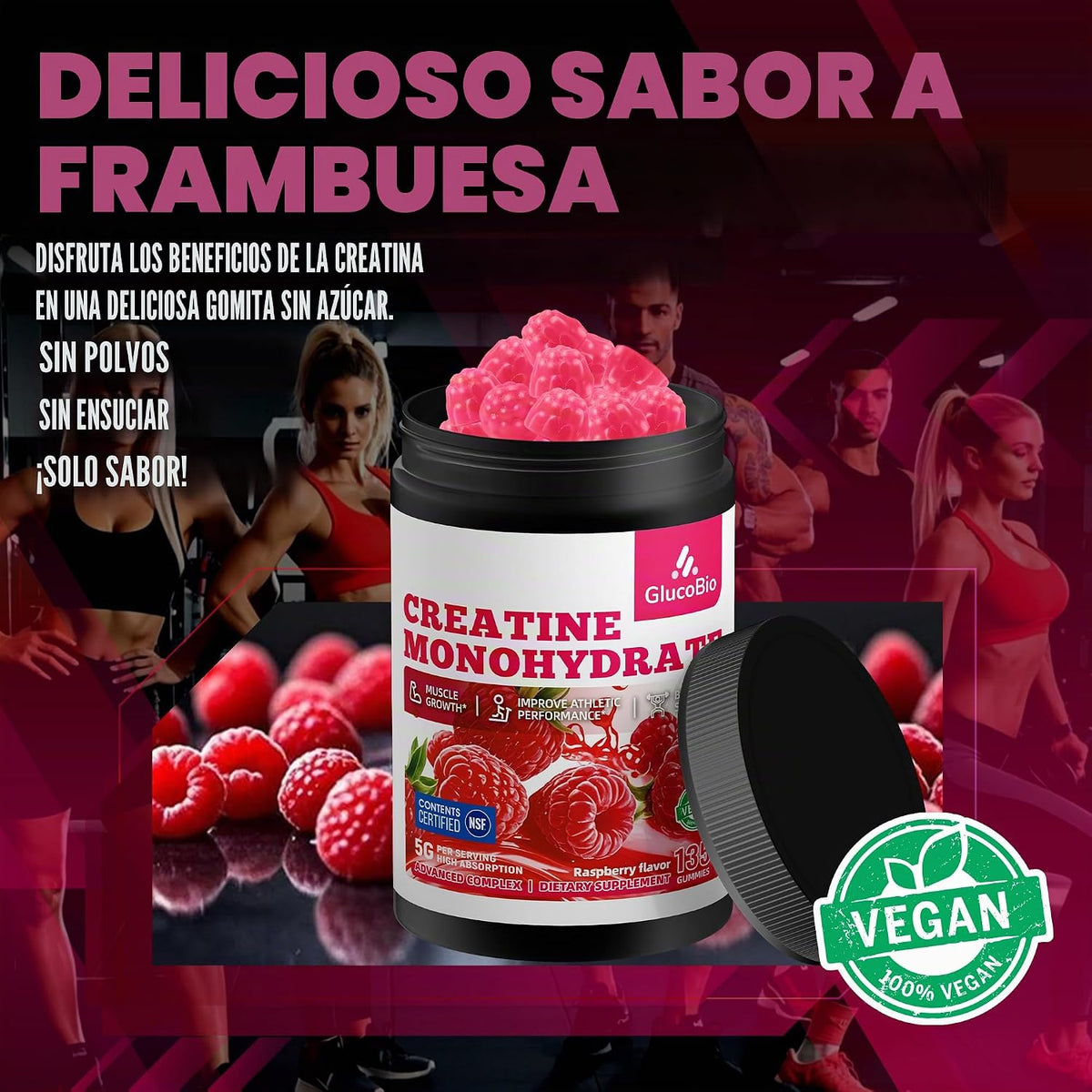 Gomitas de monohidrato de creatina certificadas por NSF para hombre...