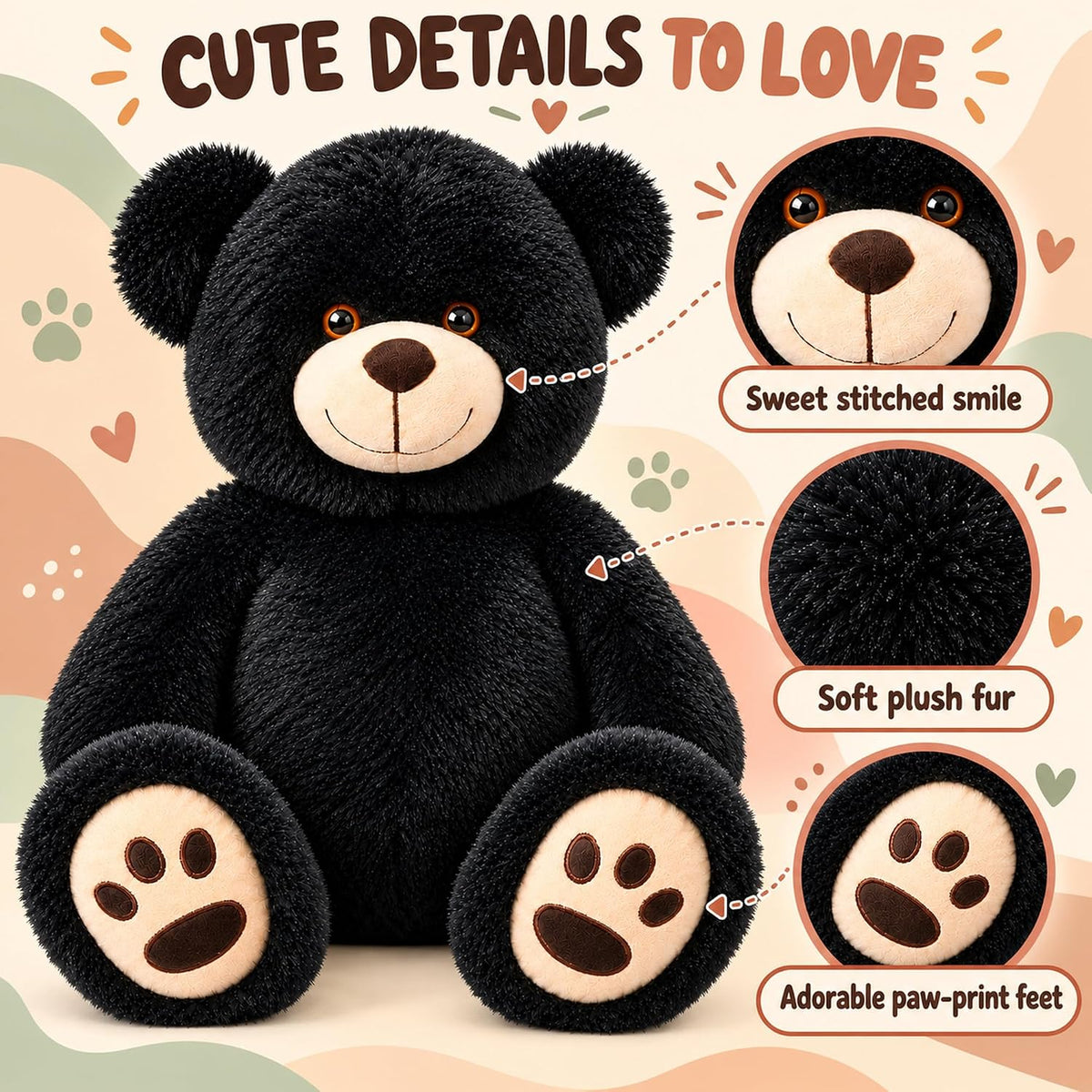 LotFancy Teddy Bear - Peluche de peluche suave de 20.0 in, color ne...