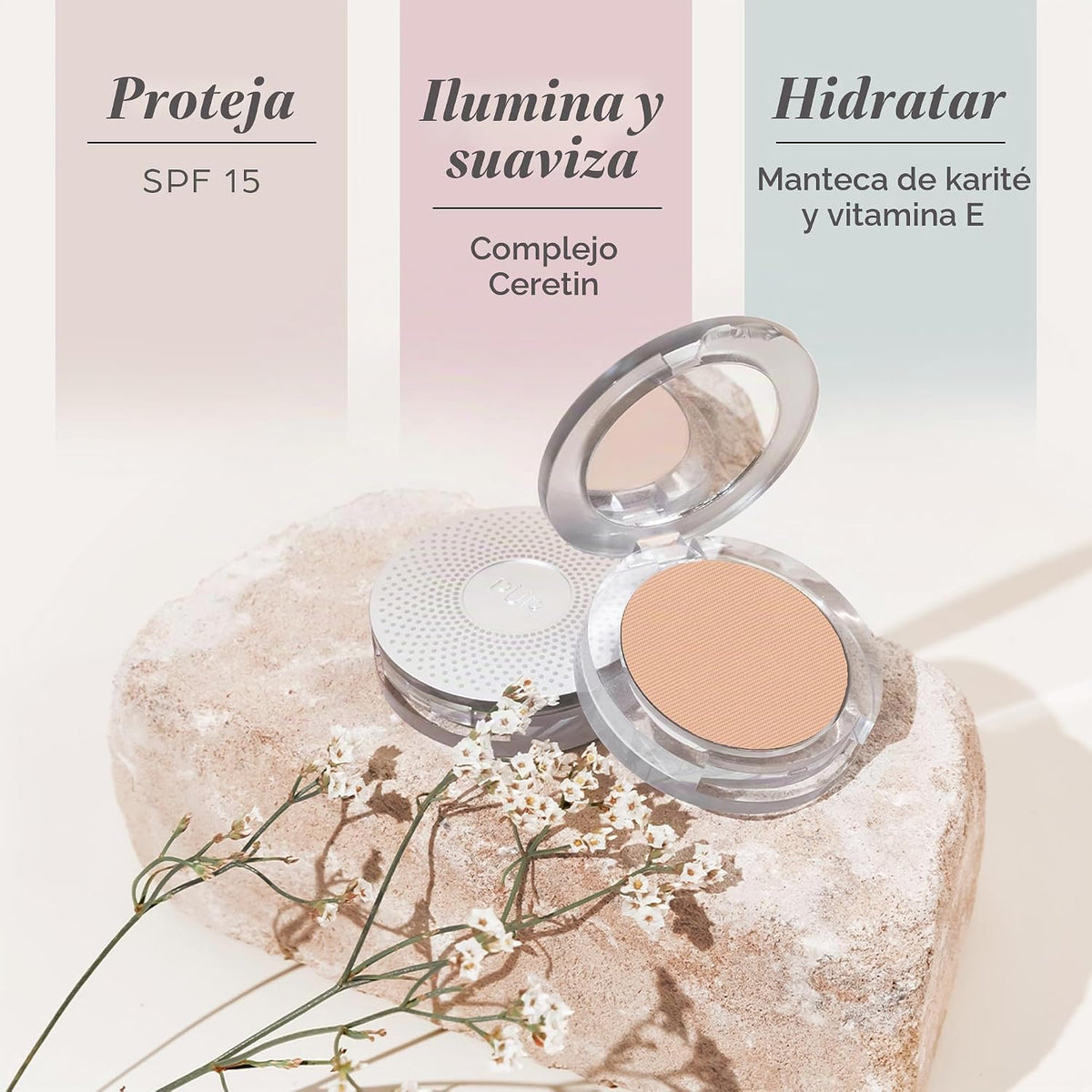 Base de maquillaje mineral prensada 4 en 1 PÜR con SPF 15