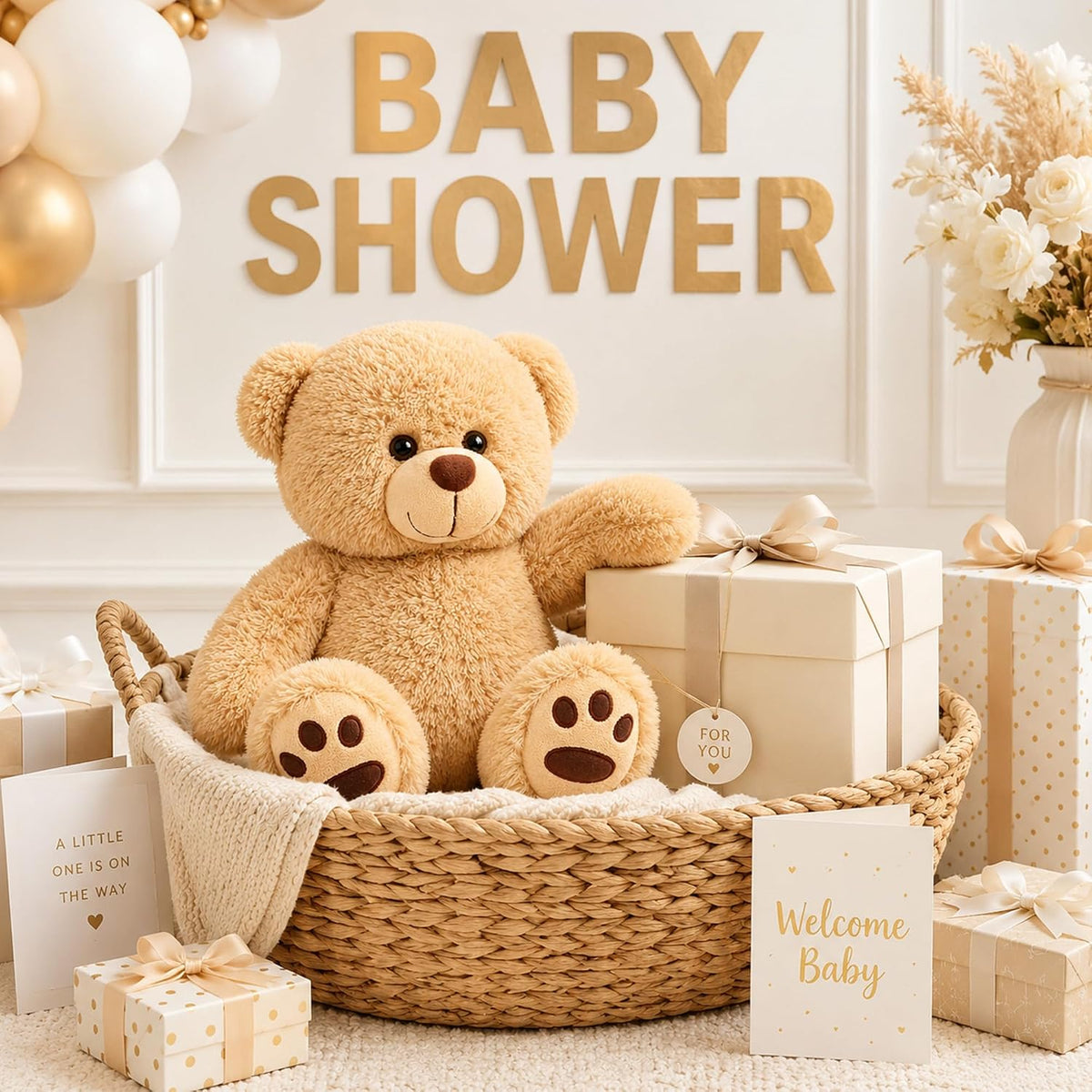 LotFancy Oso de peluche, peluche suave de 17 pulgadas, marrón claro...
