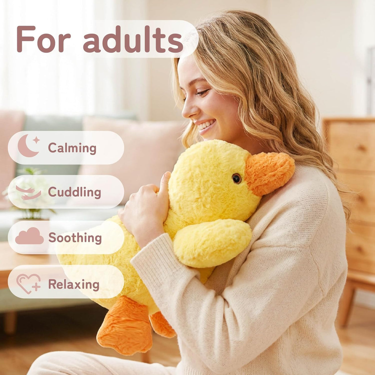 Niuniu Daddy Peluche de pato con peso, almohada de felpa para niños...