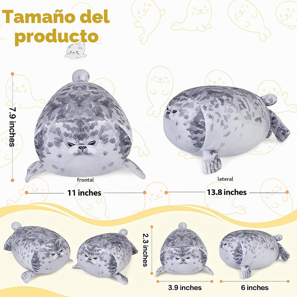 KMUYSL Mamá Peluches con 4 Bebés, Peluche para Niños, Foca | Sello...