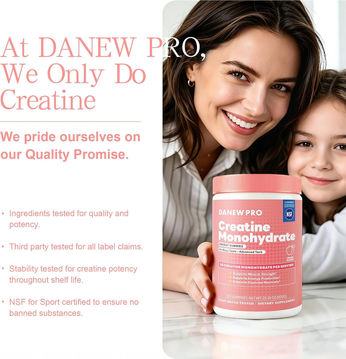 DANEW Pro Gomitas de monohidrato de creatina, 0.18 oz (120 unidades...