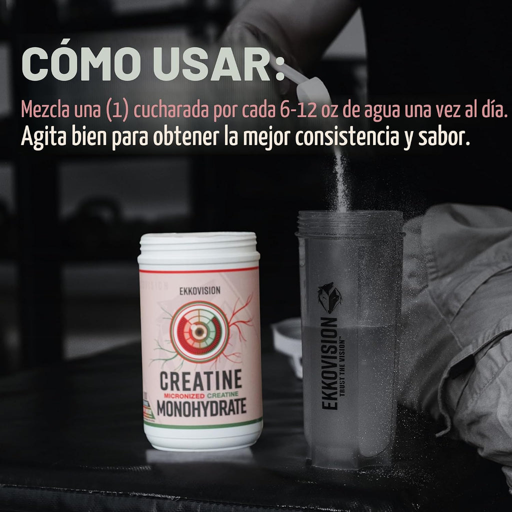 Ekkovision Monohidrato de creatina en polvo, sin sabor, 200 porcion...