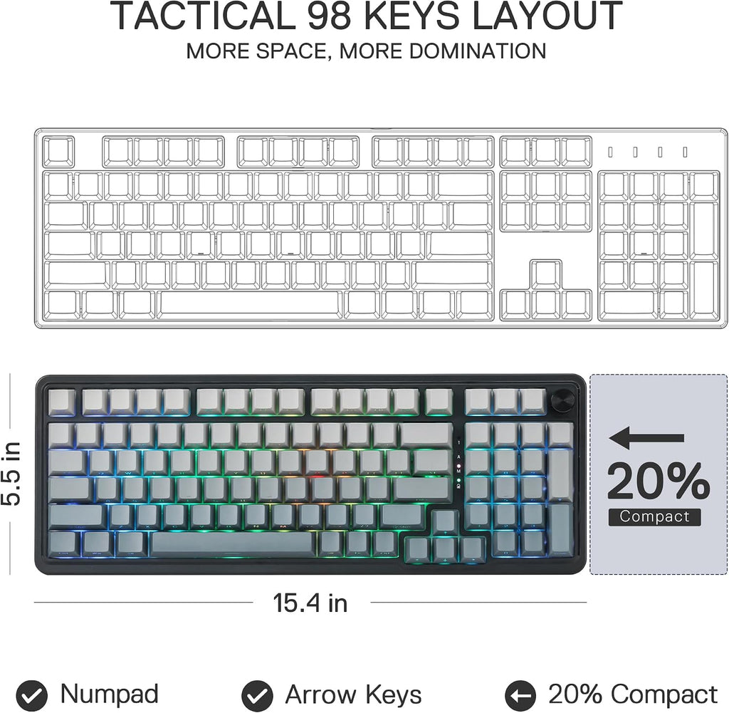 Redragon K686 PRO Teclado mecánico inalámbrico para juegos con junt...