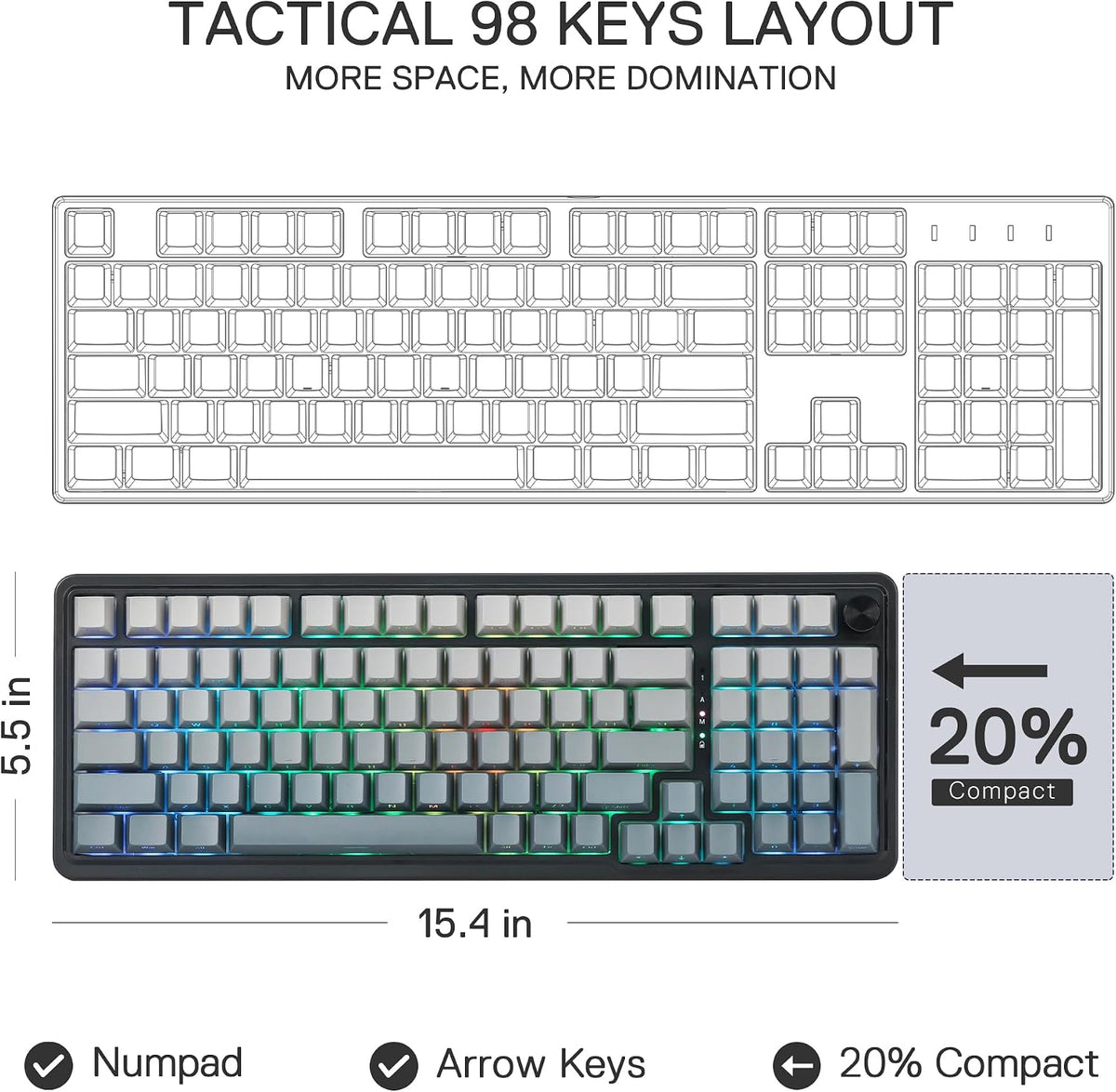 Redragon K686 PRO Teclado mecánico inalámbrico para juegos con junt...