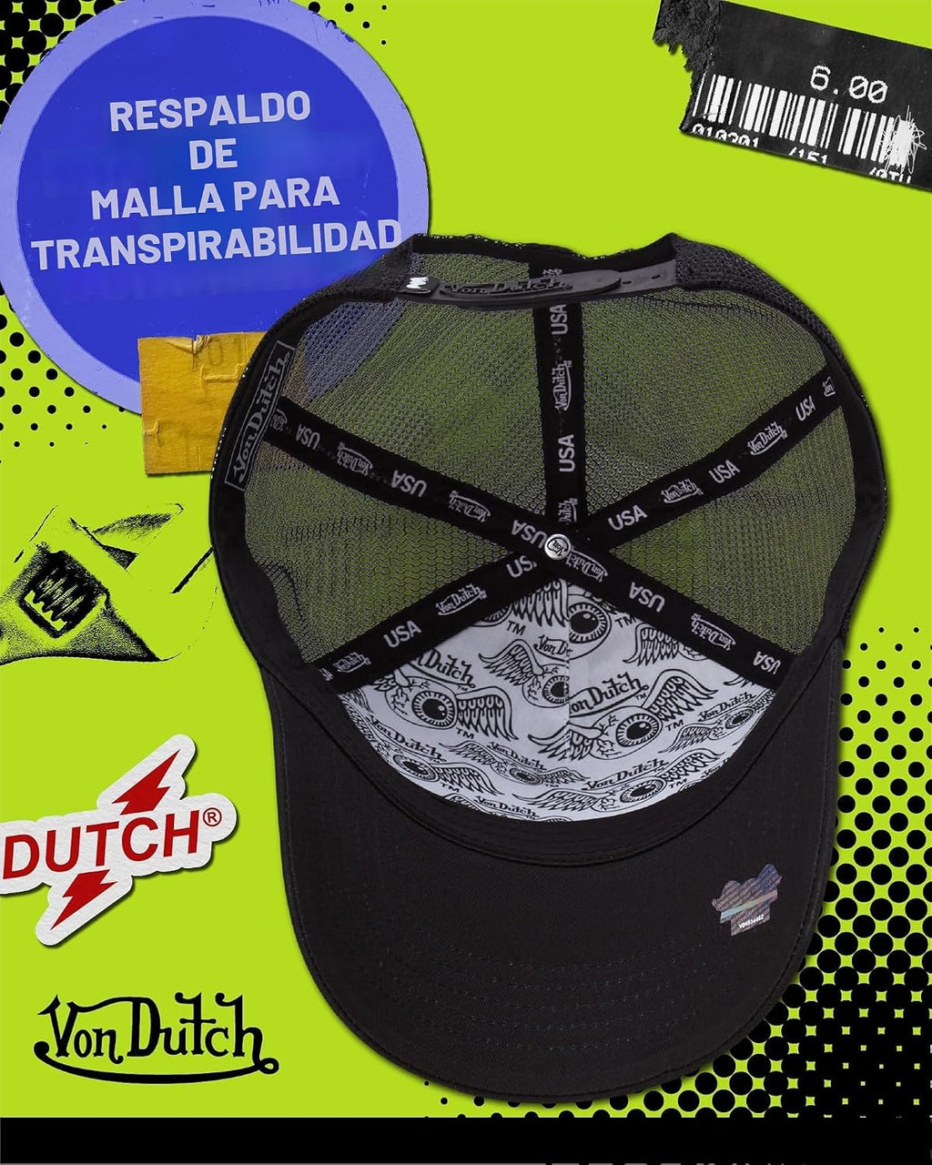 Von Dutch Gorra unisex de camionero \u2013 Gorra de béisbol retro c...