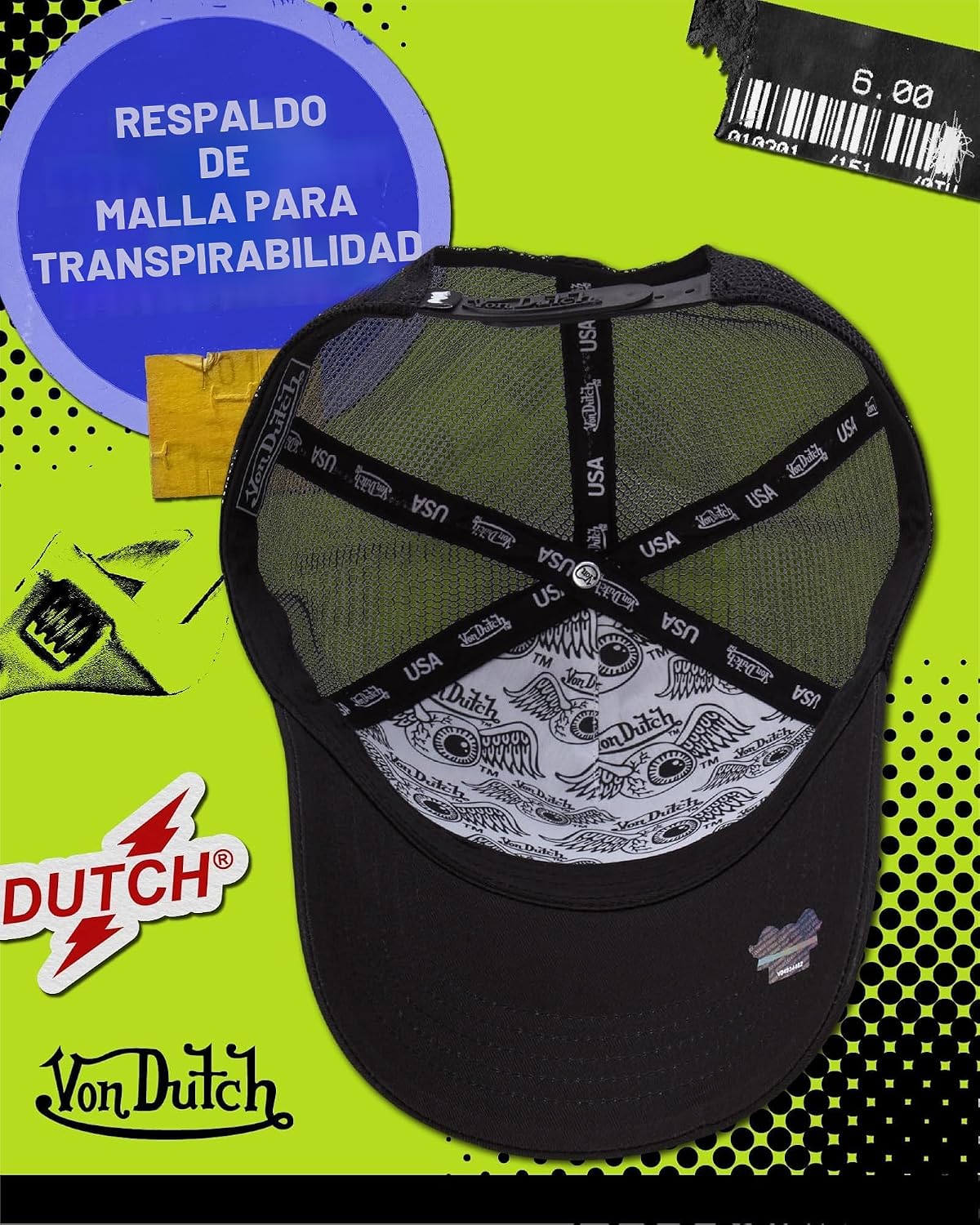 Von Dutch Gorra unisex de camionero \u2013 Gorra de béisbol retro c...